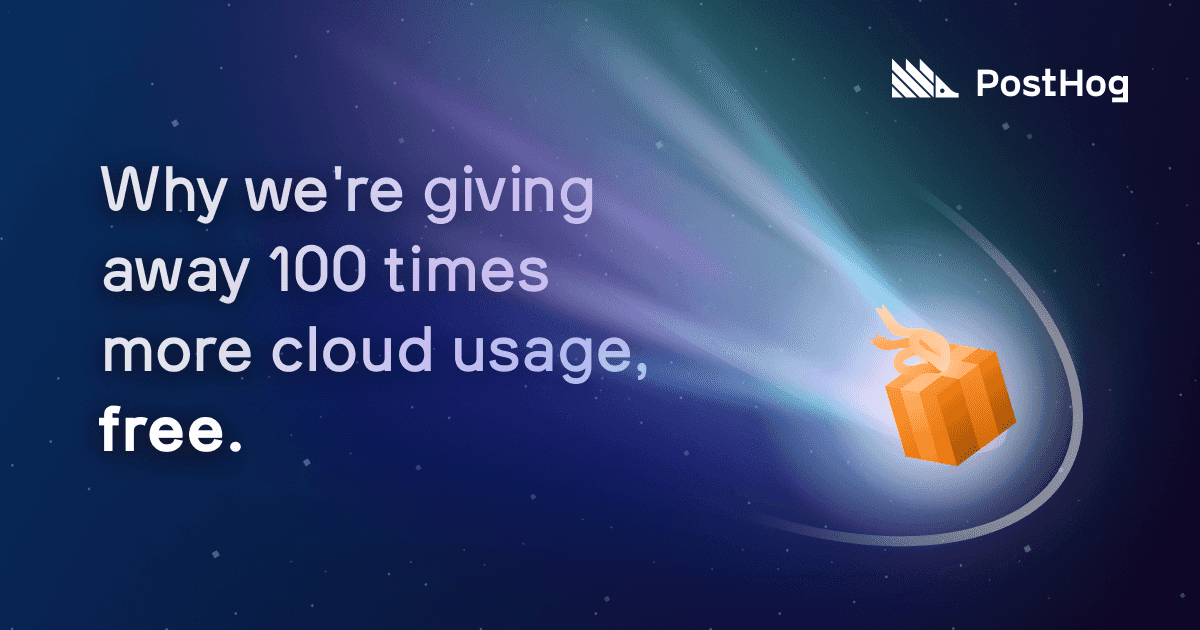 Today, we're announcing that we're giving away 1 million ingested events/month on  Cloud , for free. That's up from 10k/month that we were offering before. More free stuff?! You're already pretty generous! Gee, thanks subtitle! The magic of an  open…